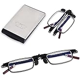 OPTOFENDY Folding Reading Glasses for Men Women, Ultra Thin Portable Readers, Blue Light Eyeglasses with Flat Hard Case