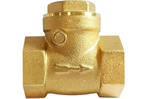 Uenede Solid Brass 3/4 Inch Horizontal Swing Check Valve 3/4" Female Thread DN20 Non-return One-Way Prevent Water Back-flow
