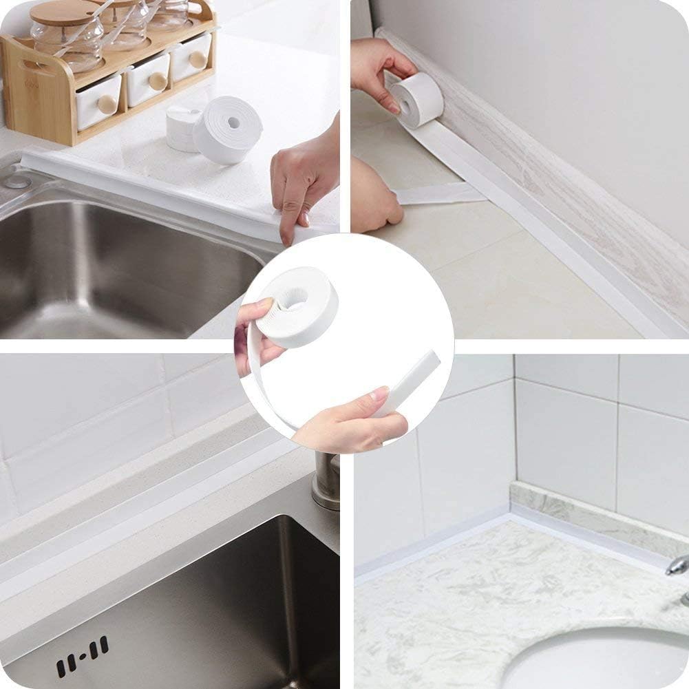 JEMESI Caulk Strip, PE Flexible Self Adhesive Tape Waterproof Sealing Tape Sealant Strip for Kitchen Bathroom, Bathtub - Image 4