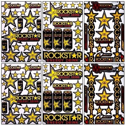 Set 6 Sheet Rockstar Energy Yamaha Kawasaki Metal Mulisha ATV Helmet Bike Motorcycle Motocross Racing Decal Sticker