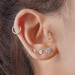 Gold Stud Earrings Set for Women Men, 20G