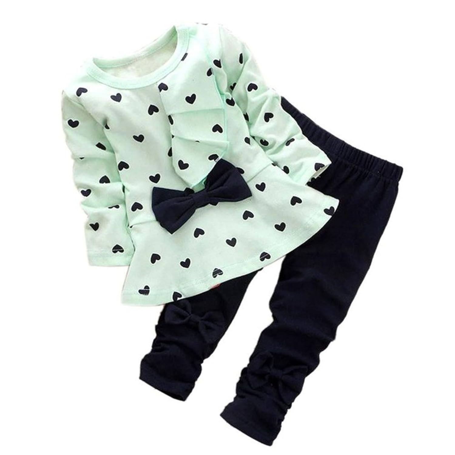 Baby Clothes Outfit Girls Toddler 2PCS Set Leggings Shirt Hearts Size