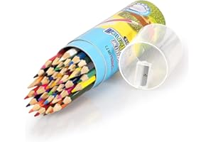LEVEN Deli 36 Pack Colored Pencils with Built-in Sharpener in Tube Cap, Vibrant Color Presharpened Pencils for School Kids Teachers, Soft Core Art Drawing for Coloring, Sketching, and Painting