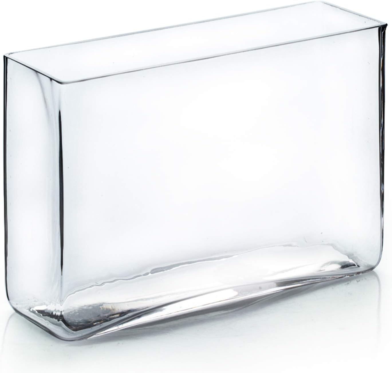 WGV Long Rectangle Block Vase, Width 3", Length 10", Height 7", Clear