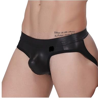 Tiaobug Herren Männer Briefs Unterwäsche Unterhose Wetlook Slips Unterwäsche Shorts Tanga Jockstrap Schwarz