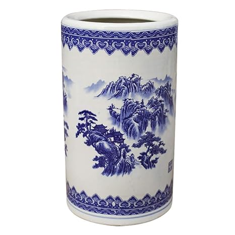 Lxla Traditional Style Glazed Ceramic Umbrella Stand Stick Rack