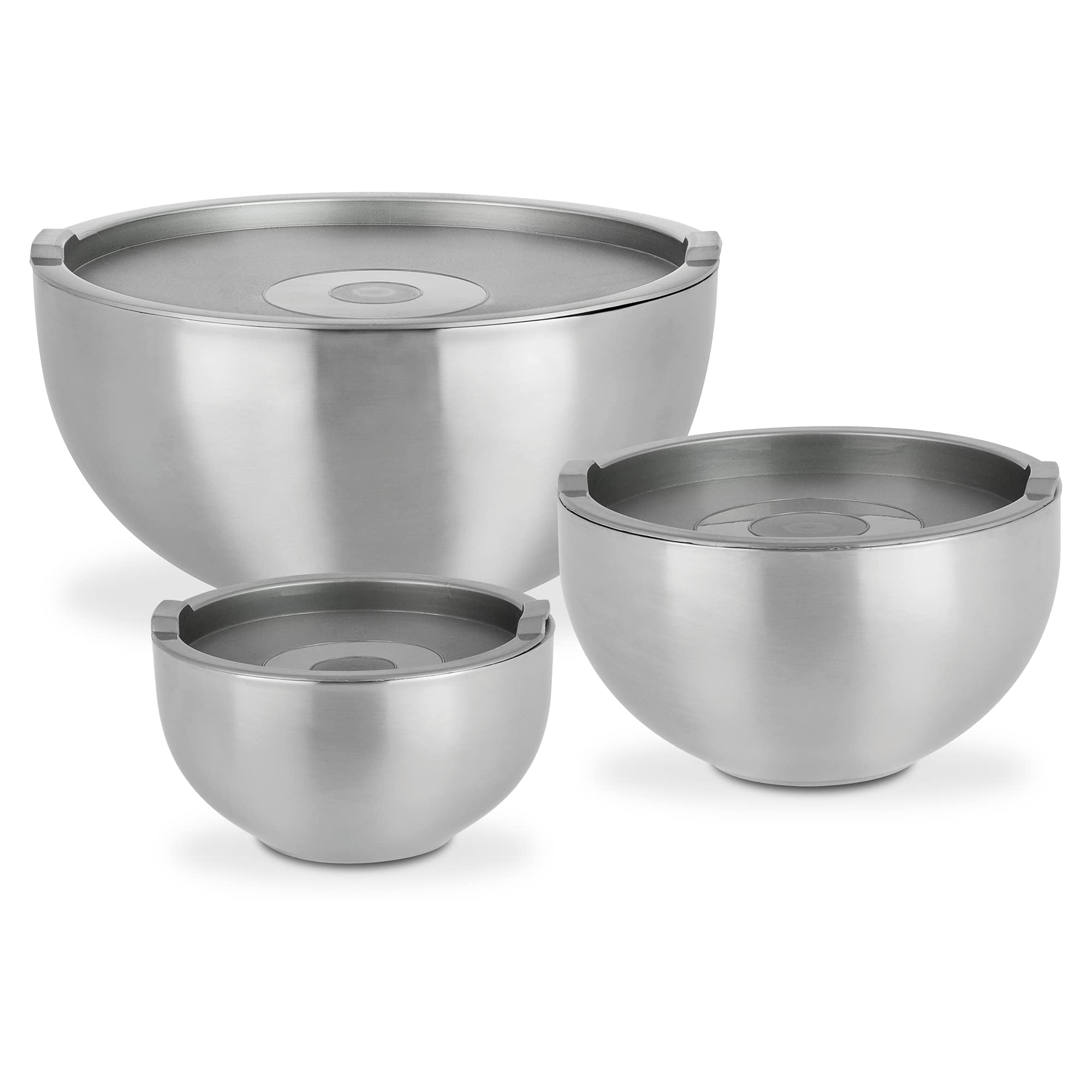 GSW 824019 Thermal Bowl Thermal Bowl Set with Plastic Lid, Set of 6 Stainless Steel Silver, 26.5 x 26.5 x 13 cm 6 Units