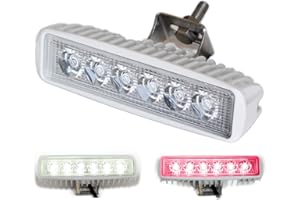 Wave One Marine Dual Color LED Boat Spreader Light Deck Flood Beam Stainless Hardware & Bracket IP68 Waterproof Multicolor Br