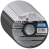 Milwaukee 10 Pack - 4 1 2 Cutting Wheels For Grinders - Aggressive Cutting For Metal & Stainless Steel - 4-1/2" x .045 x 7/8-Inch | Flat Cut Off Wheels