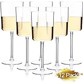 Ciaell 12 Pack Clear Plastic Wine Glasses - 10 Oz Disposable Wine Glasses with Stem for Parties & Weddings & Poolside & Outdoors & Camping