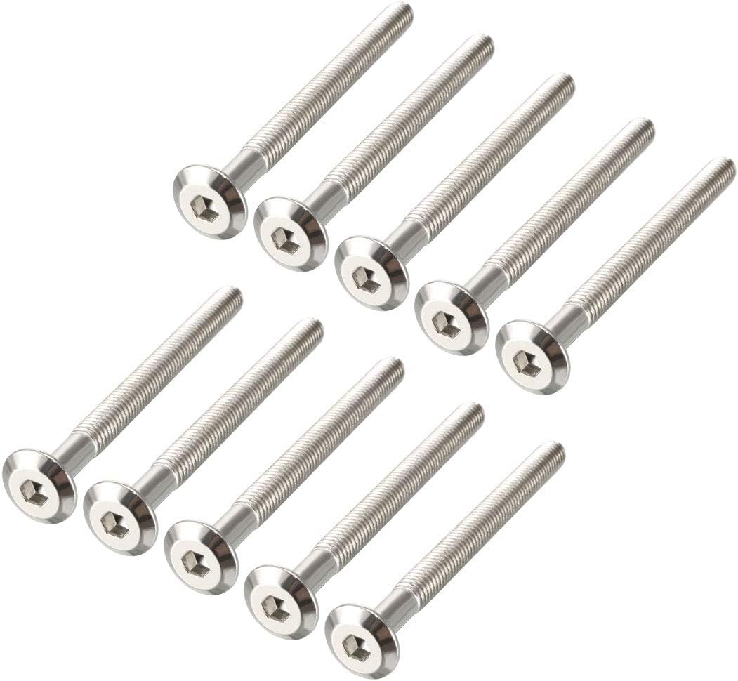 sourcing map M6x70mm Furniture Bolts Hex Socket Screws Fastener 48mm Thread Length 10pcs, Silver Tone