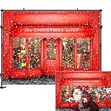 Allenjoy 7x5ft Red Window Christmas Backdrop House Christmas Backdrops for Photography Star Street Shooting Christmas Backdrops for Photographers
