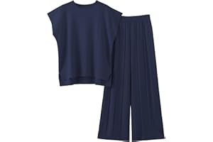 Aedceal Women's Sweater Set 2 Piece Lounge Set Knit Pullover Tops Vest High Waisted Pants Outfits