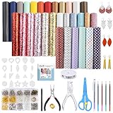 Caydo 30 Pieces Leather Earring Making Kit Include Instructions, 5 Style Faux Leather Sheet, Templates and Complete Tools for Earrings Making Supplies, 6.3 '' x 8.3 ''