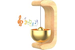 KEEFRASH Shopkeepers Bell for Door Opening - Magnetic Shopkeepers Bell Chime When Door Opens,Brass & Nature Wood Material Design,Door Bells for Store Entrance,Cafe & Glass Doors,Creative Housewarming Gift