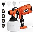 HARDELL Paint Sprayer, 700W Paint Spray Gun with 5 Copper Nozzles, 3 Spray Patterns & 1400ML Container, Easy to Clean, Electric Paint Sprayer for House Painting, Furniture, Fence, Walls