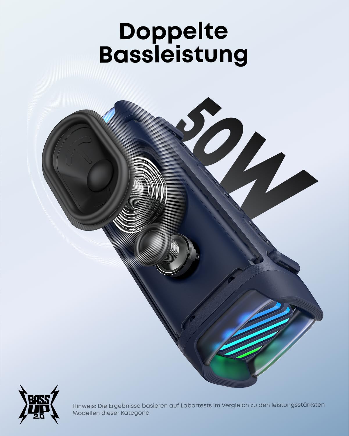 soundcore Boom 3i by Anker – Robuster Outdoor Lautsprecher, Bluetooth Lautsprecher, wasserdicht IP68, 50W BassUp™ 2.0 Sound, BT 5.3, 16h, Lichtshow + TWS-Stereo, Kayak, Angeln, Campen (Dschungelgrün) 5