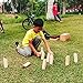 Skittles Yard Games Bowling Set, Outdoor Family Wooden Lawn Games, Made with Durable Rubber Wood with Canvas Bag for All Family Ages, for Kids to Learn Math and Social Skills