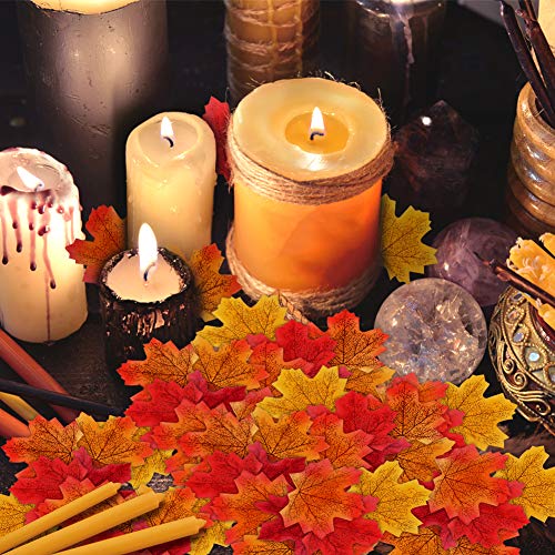 HAKACC Fake Autumn Leaves, 300 PCS Artificial Maple Leaves Autumn Leaves for Weddings Autumn Parties Art Scrapbooking and Decorations