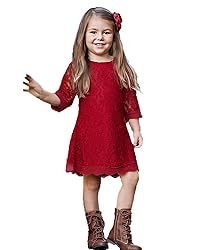 Flower Girl Dress, Lace Dress 3/4 Sleeve Dress