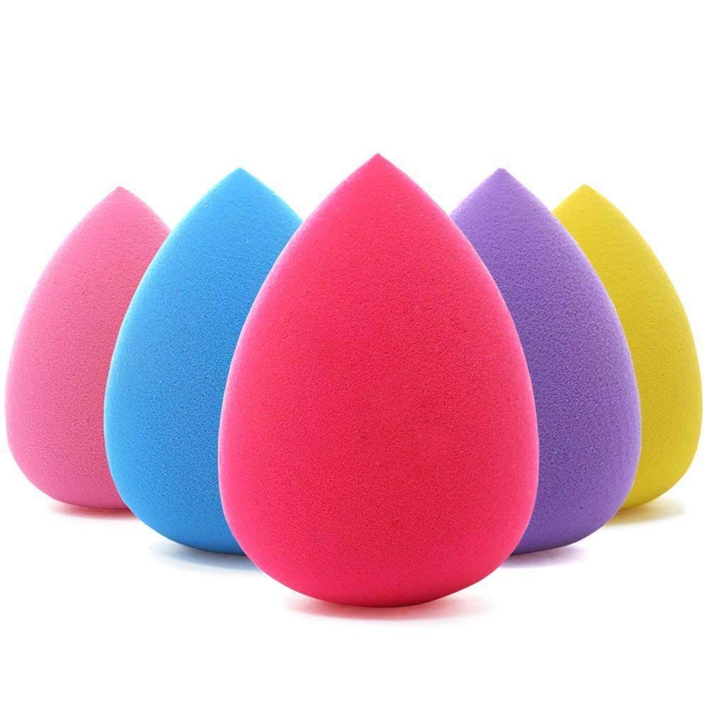 BEAKEY 5 Pcs Makeup Sponge Set Blender Beauty Foundation Blending Sponge, Flawless for Liquid, Cream, and Powder, Multi-colored Makeup Sponges : Beauty