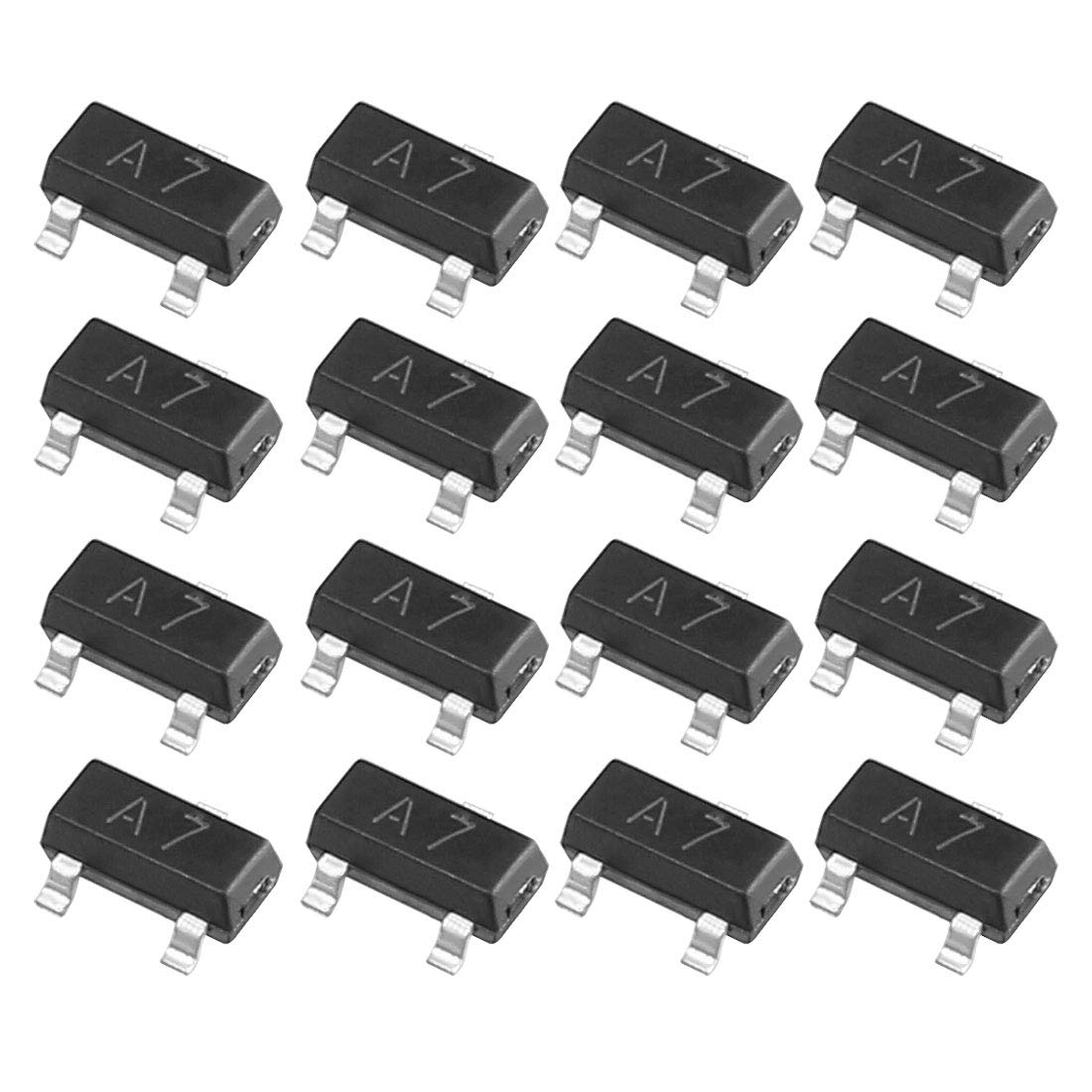 sourcingmap 150pcs Surface Mounted Devices Small Signal High-Speed Switching Recrifiers Diode 0.2A 71V 225nW SOT-23, Ifm 100mA