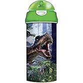 3D LiveLife Drinking Bottle - T-Rex Scene from Deluxebase. Dinosaur 20oz Tumbler with Lenticular 3D Image, BPA Free Reusable Water Bottle with Easy to Use Straw Lid.