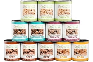 SURVIVAL FROG Survival Fresh Mixed Canned Meat - All Natural Jumbo Canned Meat 3 Beef, 3 Chicken, 2 Pork, 2 Turkey, 2 Ground Beef - Emergency Survival Meal 28oz Jumbo Cans for Camping & Hiking - Meats from USA Farms (12 Pack)