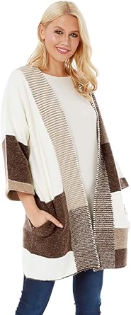 Roman Originals Women Patchwork Coatigan - Ladies Everyday Casual