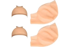 Hoedia 2 PCS Makeup Latex Bald Caps and 2 PCS Nylon Wig Caps Costume Accessories for Halloween Party Adults Kids