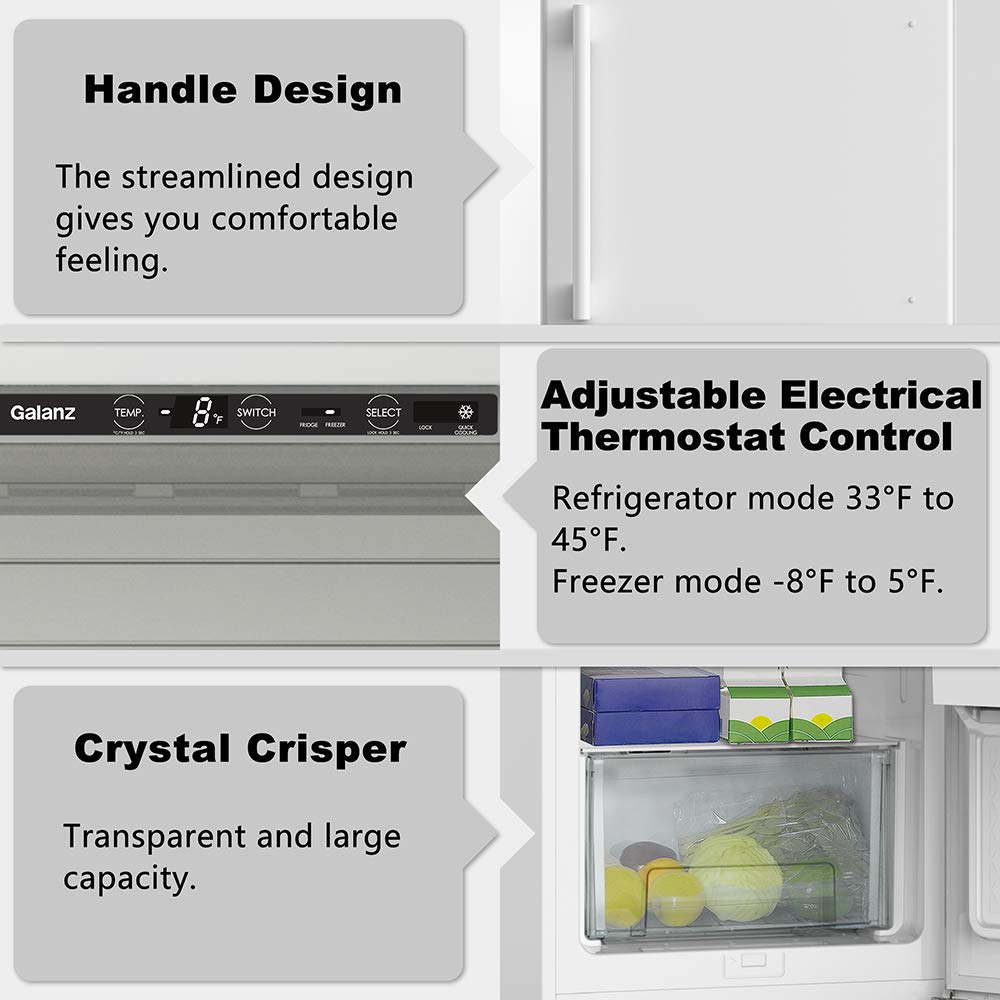 Galanz GLF11UWEA16 Convertible Freezer/Fridge, Electronic Temperature Control, 11 Cu.Ft, White