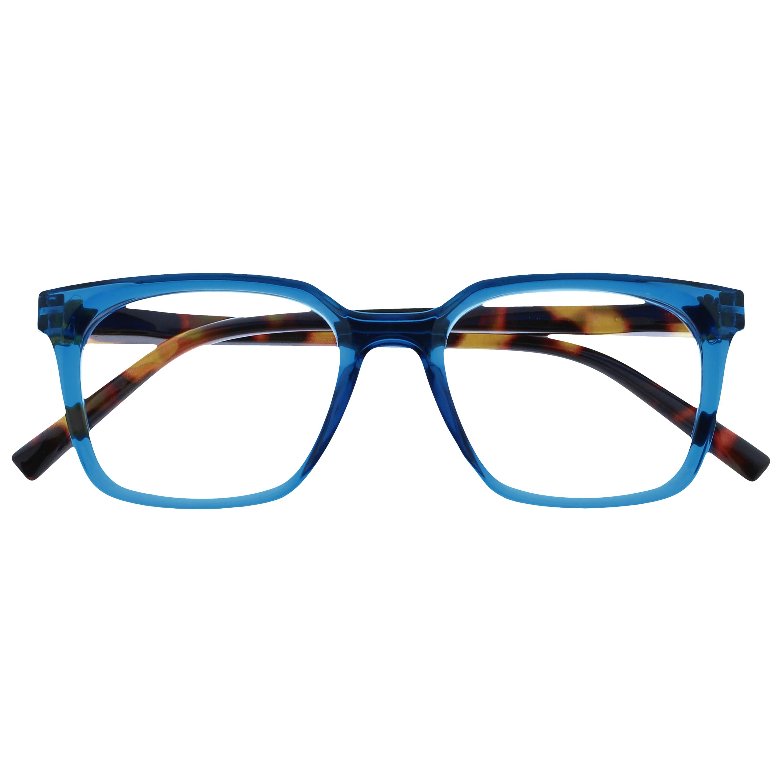 OPULIZE KOI Reading Glasses - Large Rectangular Frame - Blue - Mens Womens - Spring Hinges - R50-3 - +3.00
