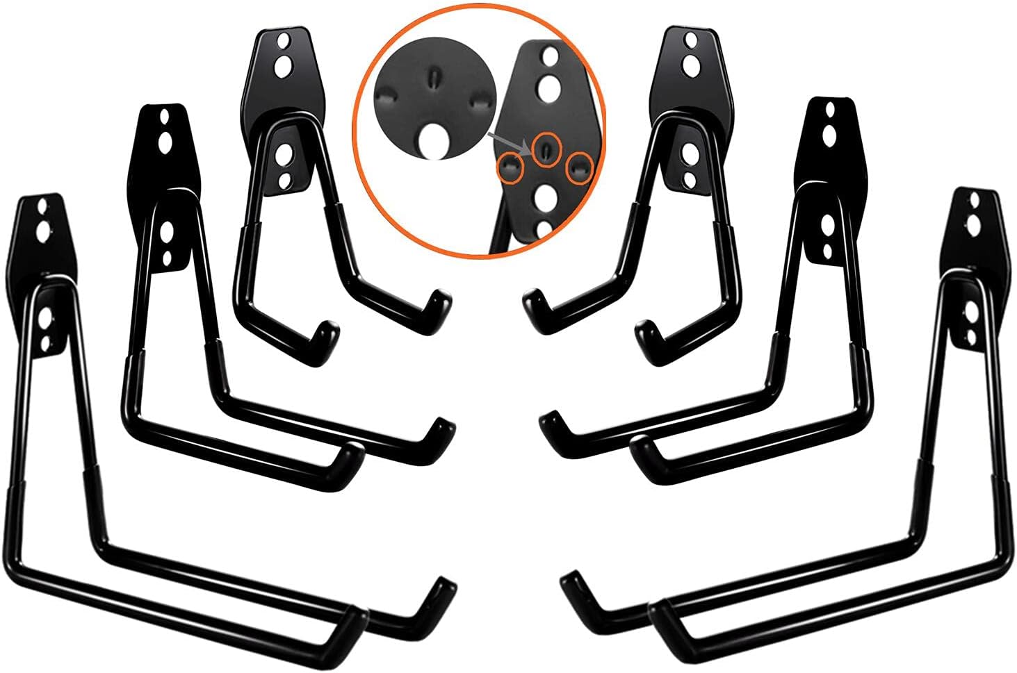 3-H Garage Hooks Heavy Duty, Steel Garage Storage Hooks 10PC, Utility Double Hooks for Organizing Power Tools, Ladders, Bikes, Bulk Items(10pc Black) - - 