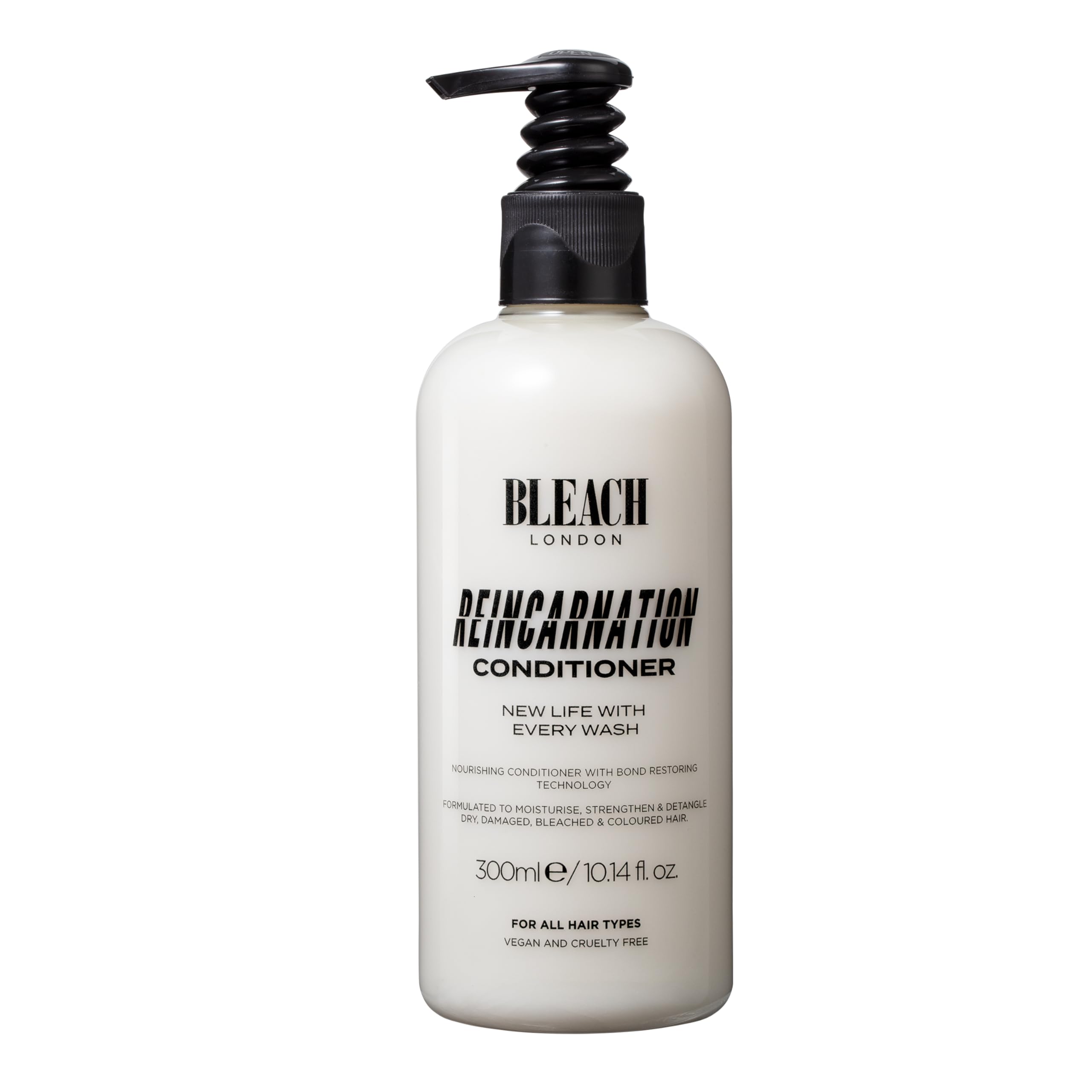 Bleach London Reincarnation Hair Conditioner for Dry, Damaged, Bleached or Coloured Hair, Bond Restoring and Strengthening with Creatine and Amino Acids, Ammonia and Paraben Free 300ml