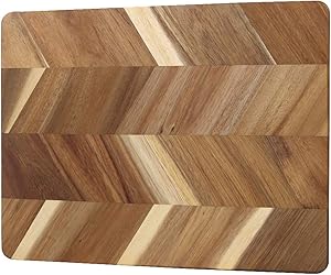 Acacia Wood Herringbone Cutting Board 14.2 x 11 Inch for kitchen, Lightweight One Handed Chopping Board for Meat Vegetable Brisket Fruit By HTB