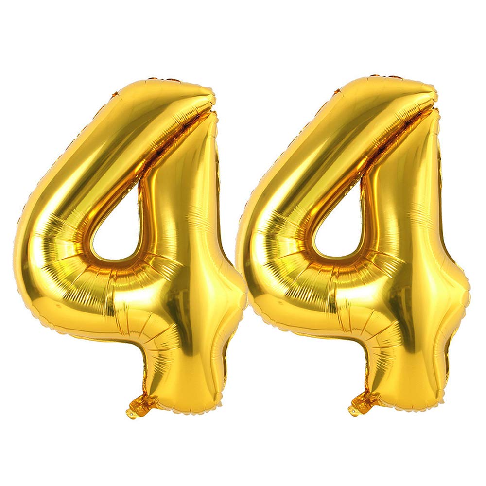 Ponmoo 34 Inch Number Balloon 44 Gold, 0 1 2 3 4 5 6 7 8 9 10 20 30 40 50 60 70 80 90 100 Age Inflatable Balloon, Birthday Number Balloons Number Balloon 44 Gold