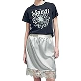 mardi mercredi Women's FLOWERMARDI Slim Fit Graphic T-Shirt, 100% Cotton, Iconic Logo Print