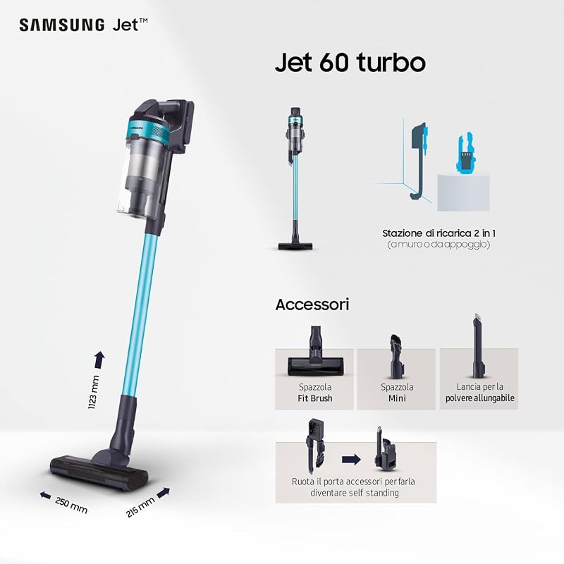 Aspirapolvere Senza Fili Jet™ 60 Turbo VS15A6031R1/ET, Senza Sacco, Potenza 150W, Fino a 40 min di autonomia, Menta