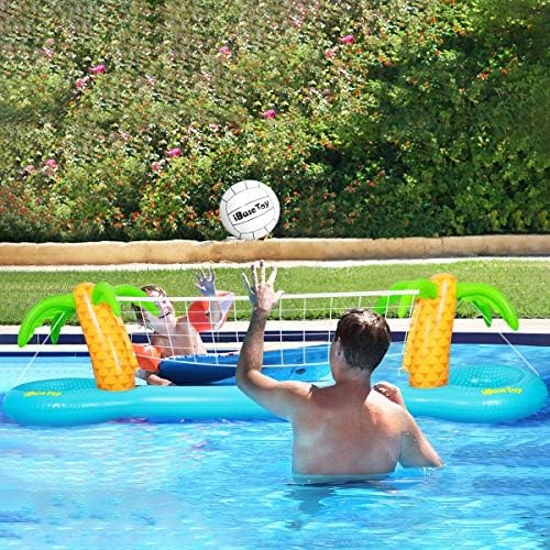 Inflatable Pool Volleyball Game Set with Adjustable Net and 2 Balls