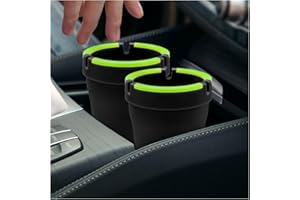 GAOLAOSY 2PCS Smokeless Car Ashtray, Glow In The Dark Smellproof Cup Holder Ashtray with Lid, Multifunction Portable Auto Interior Ash Trash Holder for Keep Tidy, Universal for Car, Truck, SUV (Black)