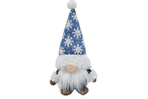 Christmas Gnomes Decorations Mini Gnomes Plush Ski with Sled Handmade Scandinavian Tomte Blue Santa Xmas Decor for Home Kitch