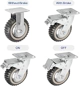 Lesolar 4x 8" Heavy Duty Castors 200mm Rubber Swivel Wheel 1400kg Load 2 Fixed view 8