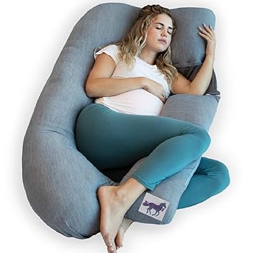 Blue Horse Microfiber Solid Modern U Shape Maternity/Pregnancy Pillow for Pregnant Women - Pack of 1 (Light Grey)