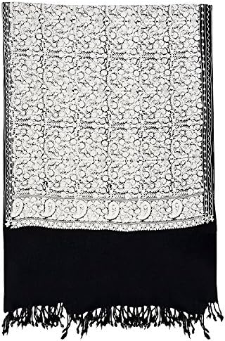Kashmiri Embroidery Indian Shawl Stole Scarf Wrap for Wedding Parties Bridesmaid Prom ( Black , 28 inch x 80 inch ) by The MadhuSudan Gallery