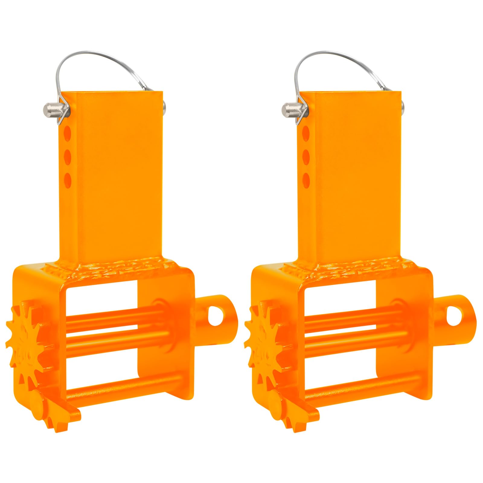 Photo 1 of Trailer Stake Pocket Winch, Pack of 2 Heavy Duty Stake Pocket Winch 16200 Lbs Capacity and 5400 Lbs Load Limit for Flatbed Trailer Trucks Winches, Orange