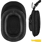Geekria Leatherette Replacement Ear Pads for Sony MDR-7506, MDR-MV1, MDR-V6, MDR-V7, MDR-M1, MDR-M1ST, MDR-CD900ST Headphones Ear Cushions, with Video Guide (Black)