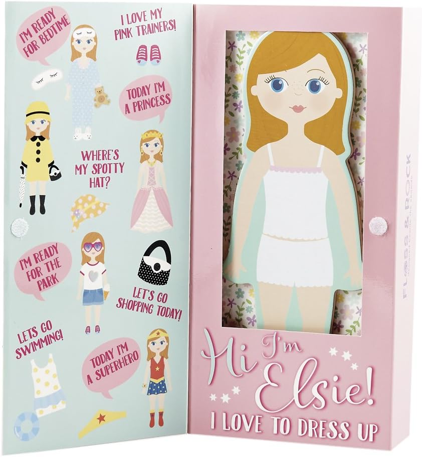 Floss & Rock Elsie Magnetic Wooden Dress Up Doll with Accessories & Stand