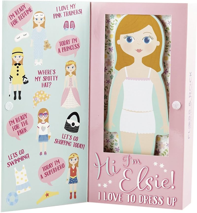 Floss & Rock Elsie Magnetic Wooden Dress Up Doll with Accessories & Stand
