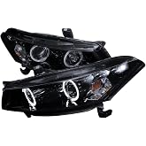 Dual Halo Projector Headlights (Black Housing/Smoke Lens) Made for and Compatible with 2008-2012 Honda Accord Coupe