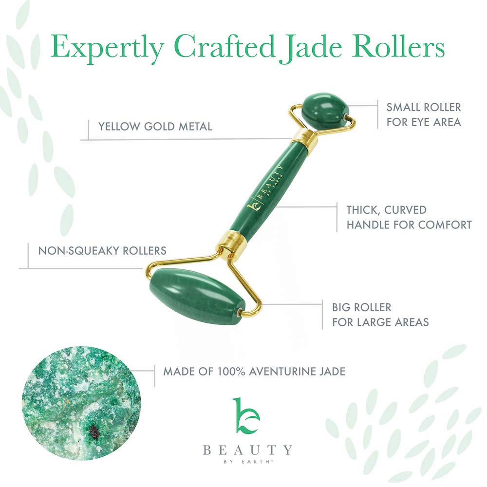 Jade Roller for Face - Face & Neck Massager for Skin Care, Facial Roller to Press Serums, Cream and Oil Into Skin, Lymphatic Drainage Massager Skin Care Tool, Eye Massager and Neck Roller (1 Pack): Beauty